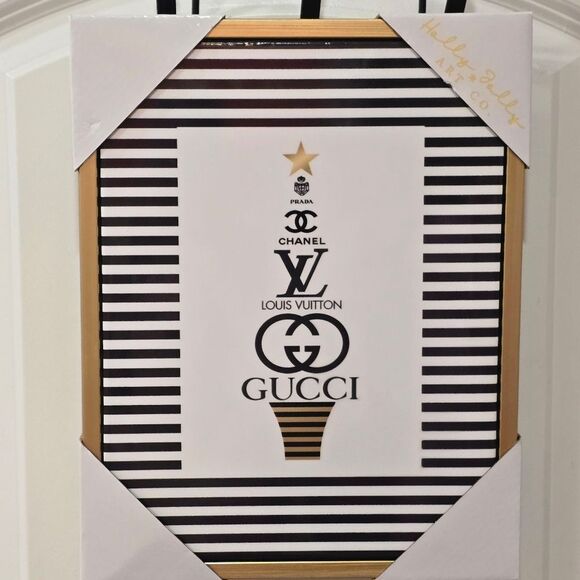 Holly Jolly Art Co Gucci, Louis, Chanel Tree Framed Vinyl Canvas Wall Decor - Picture 3 of 6
